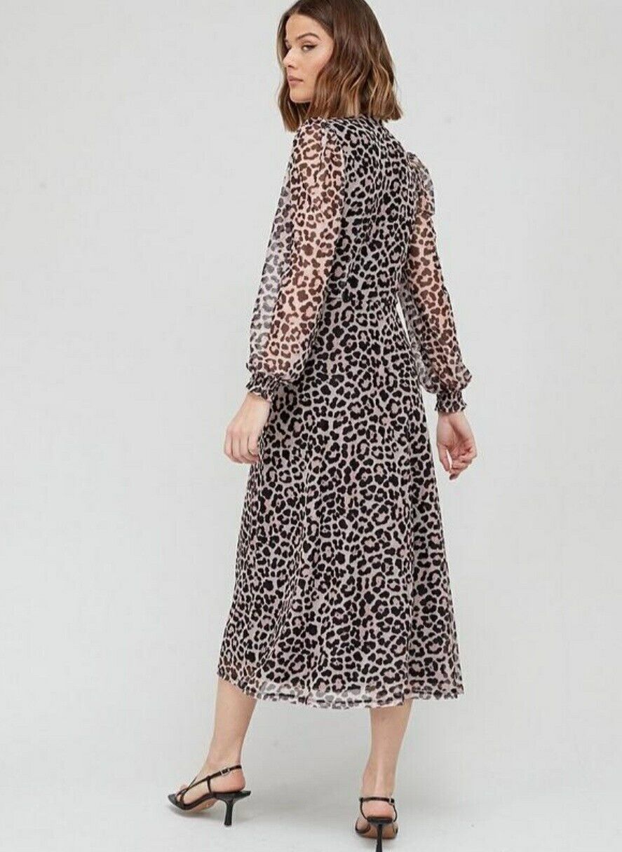 Mesh Midi Dress Animal Print Uk10****Ref V489