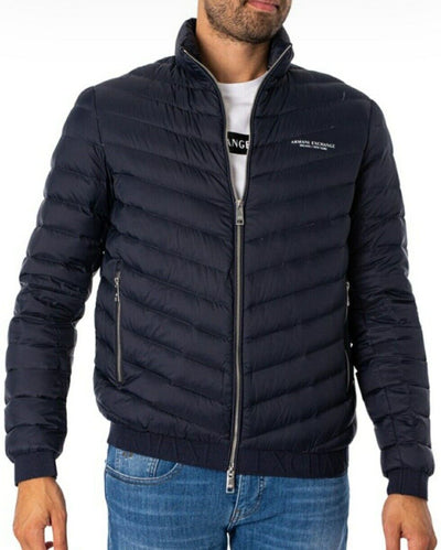 Armani Exchange Men's Logo Down Jacket, Blue Uk L