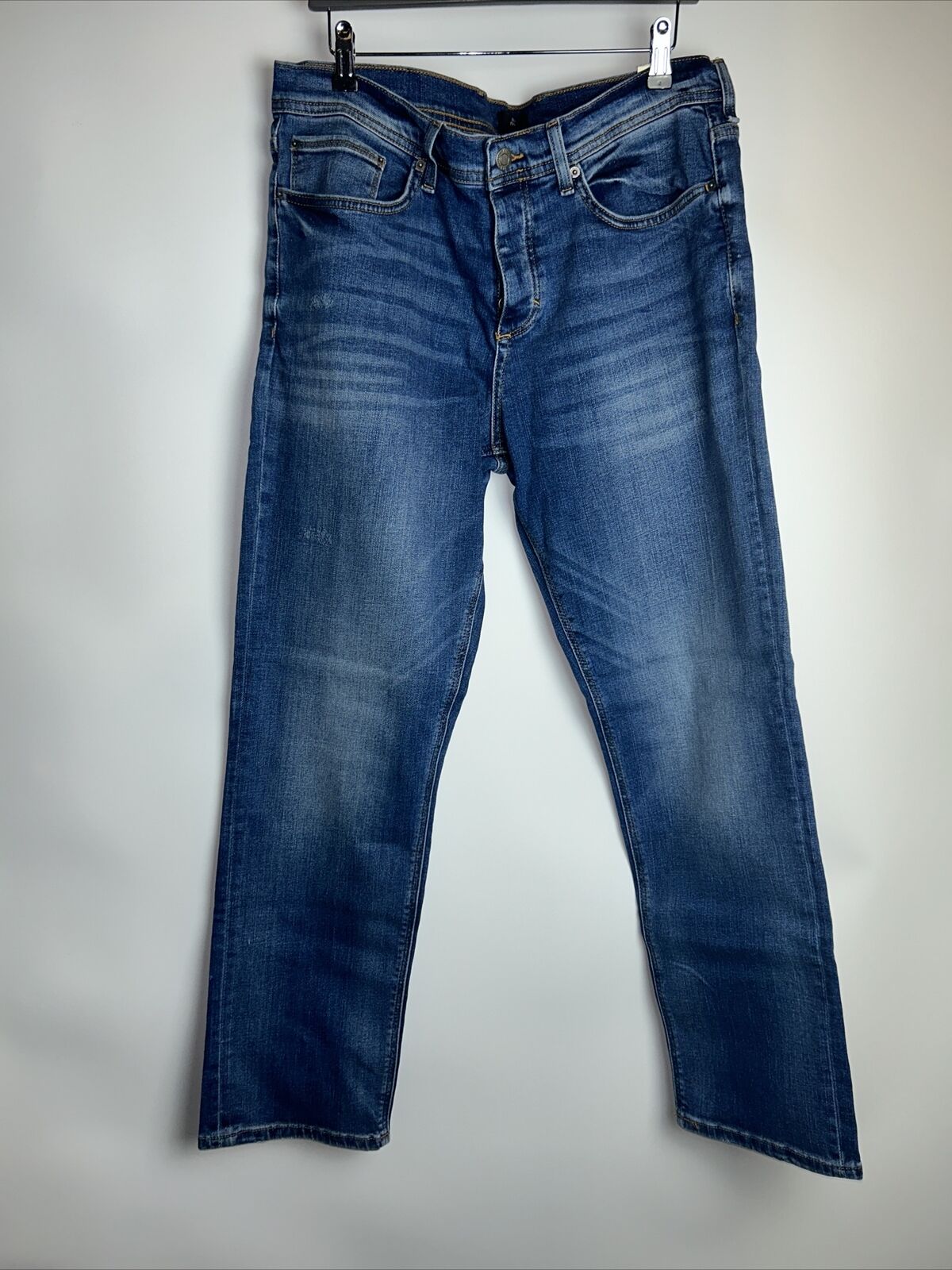 River Island Mens Straight Stretch Jeans - Blue. UK W34 L32