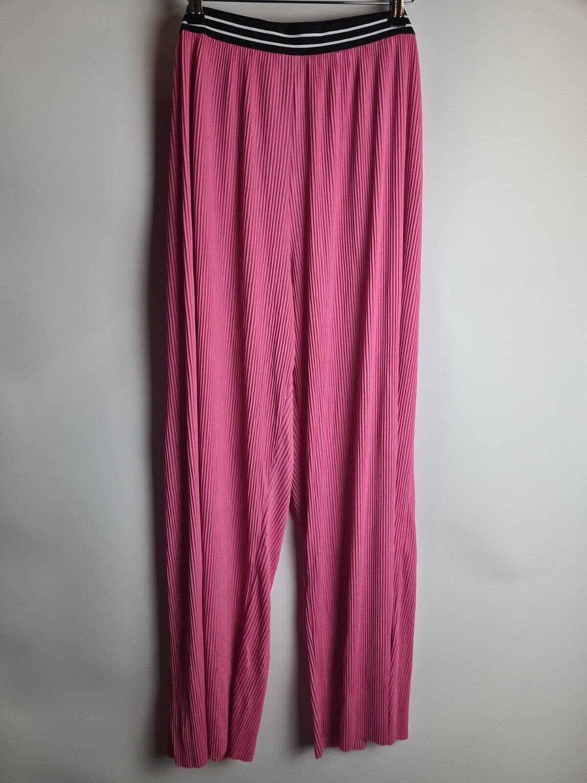 River Island Plus Pink Plisse Wide Leg Trousers Size 22 **** V130