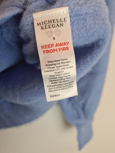 Michelle Keegan Blue Eyelash Button Up Cardigan Size Small.