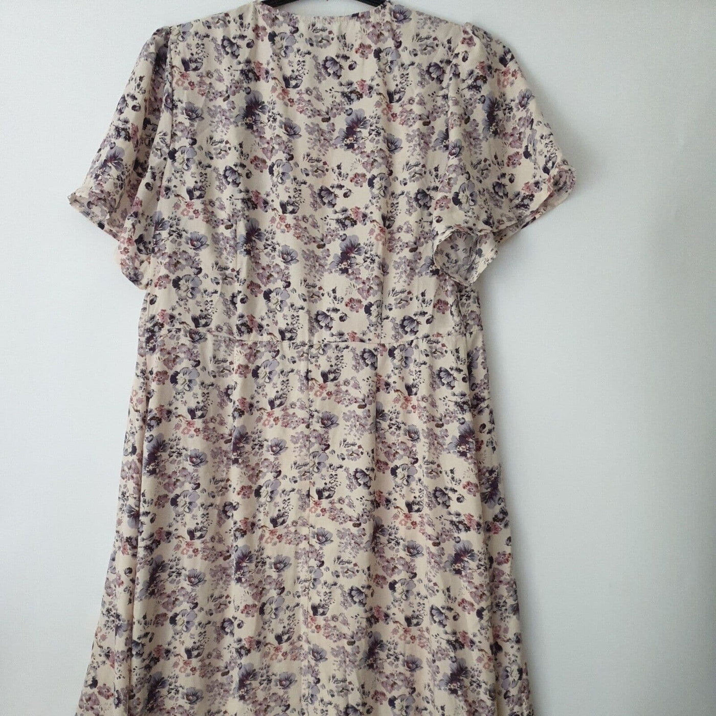 Missguided lilac Floral print midi high low puff sleeve dress Uk14****Ref V26