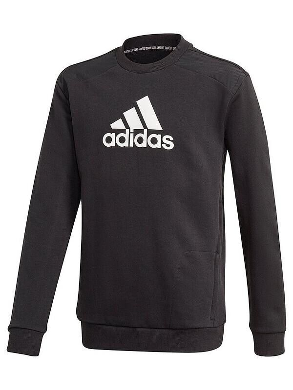 Adidas Junior Boys Badge of Sport Crew Sweatshirt -Black. UK 7-8 Years