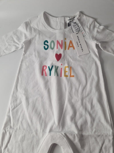 Sonia Rykiel White Marina Baby Grow Sleepsuit Size 3 Months.