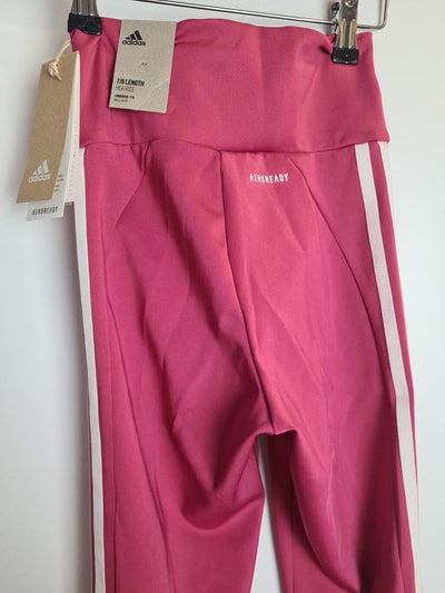 Adidas Pink 3 Stripes 7/8 Length High Rise Leggings Size 2XS **** V264 - Big_Stock_Clearance