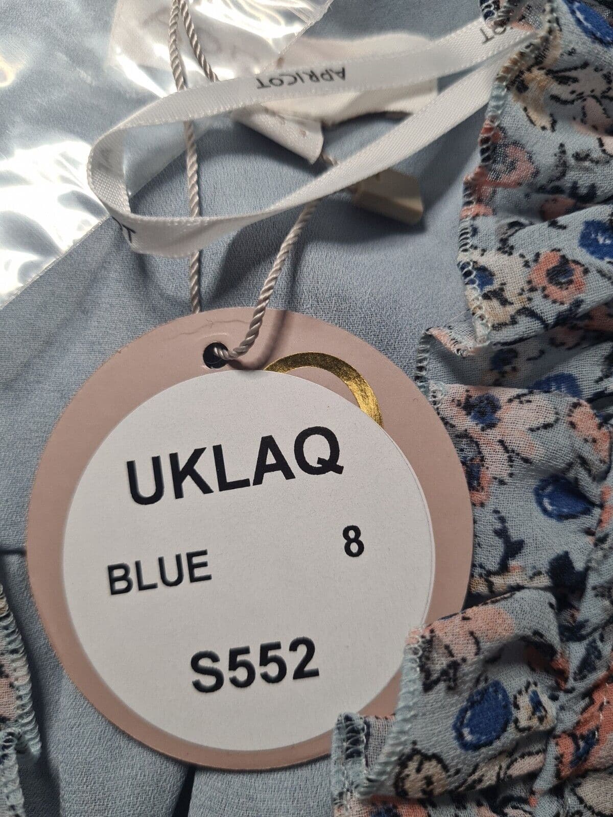Apricot Blue Floral Dress. UK 8 **** Ref V77 - Big_Stock_Clearance