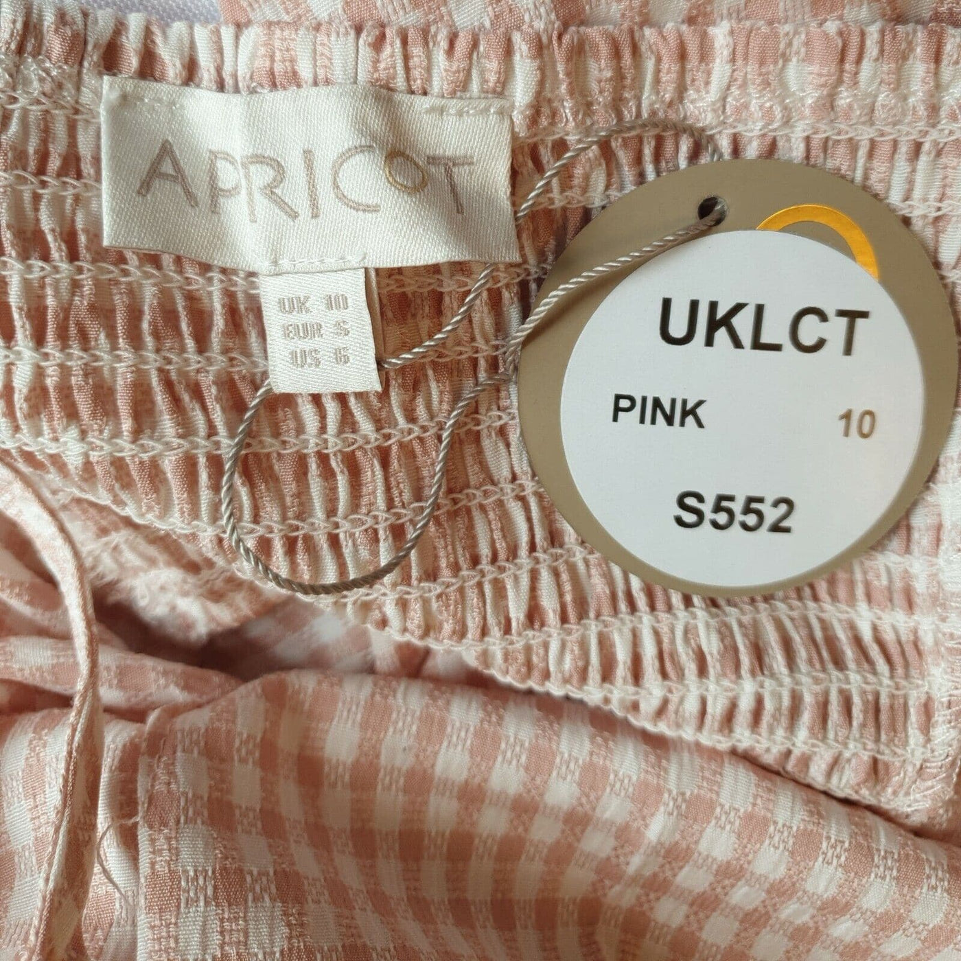 Apricot Check Open Back Pink high low Dress Size 10****Ref V26 - Big_Stock_Clearance