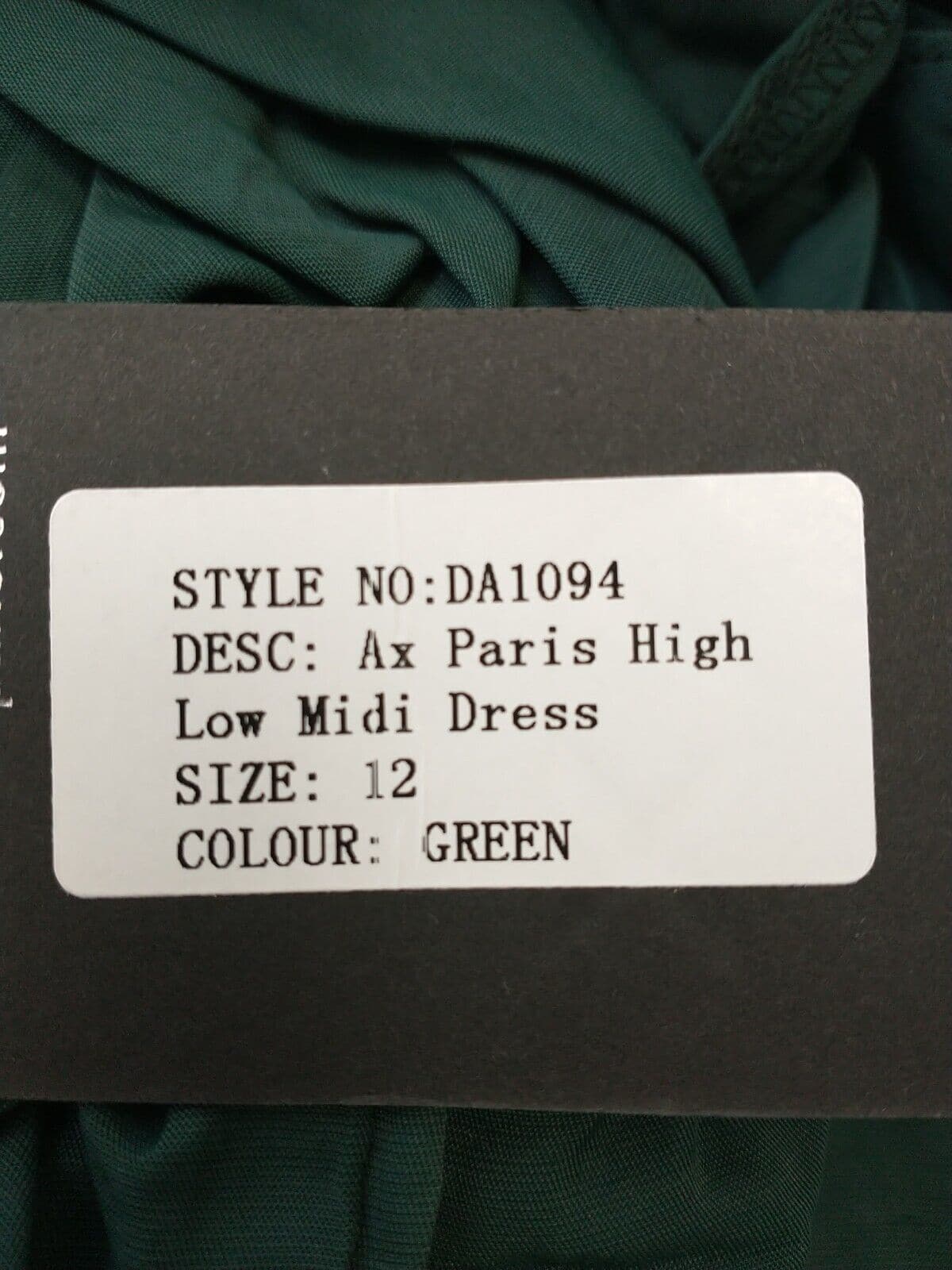 AX Paris Green High Low Midi Dress. Size UK 12 **** V28 - Big_Stock_Clearance